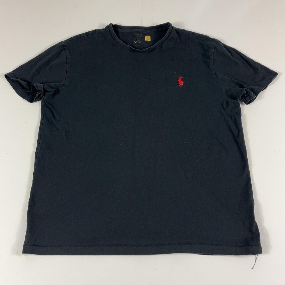 Polo Ralph Lauren Shirt Mens L Black Tagless Crewneck Logo Jersey Tee Basic
